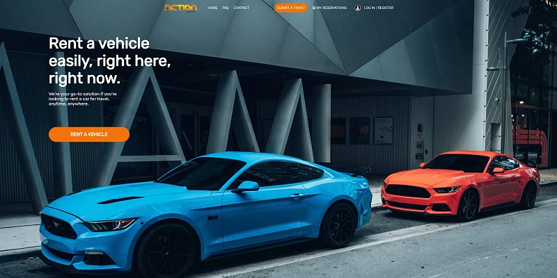 Page d’accueil d’actionrac.com, plateforme de location de véhicules avec réservation en ligne